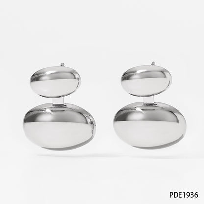 1 Pair Simple Style Oval Plating Stainless Steel Ear Studs