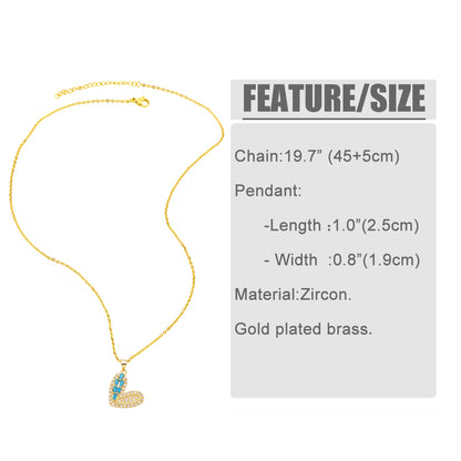 Simple Style Heart Shape Copper Plating Inlay Zircon 18k Gold Plated Pendant Necklace