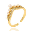 Lady Heart Shape Copper Plating Inlay Artificial Pearls Zircon Open Rings