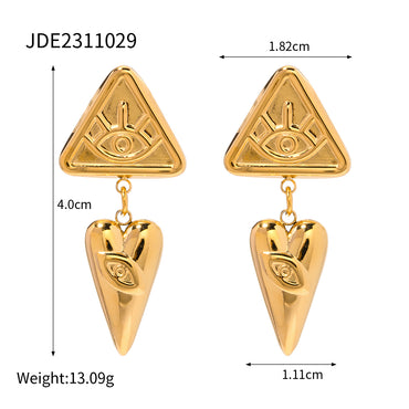 1 Pair Ig Style Devil's Eye Plating Stainless Steel 18k Gold Plated Drop Earrings