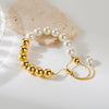 Ig Style Classic Style Round Imitation Pearl Copper Beaded Patchwork Plating 18k Gold Plated Bracelets