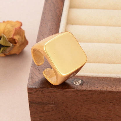 Casual Simple Style Square Copper Plating 18k Gold Plated Open Rings