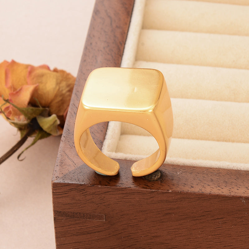 Casual Simple Style Square Copper Plating 18k Gold Plated Open Rings