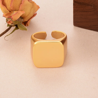 Casual Simple Style Square Copper Plating 18k Gold Plated Open Rings