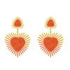 1 Pair Vacation Heart Shape Stoving Varnish Braid Raffia Drop Earrings