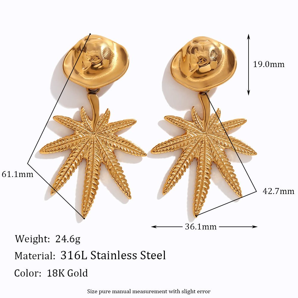 1 Pair Vintage Style Simple Style Classic Style Coconut Tree Plating Stainless Steel 18k Gold Plated Drop Earrings