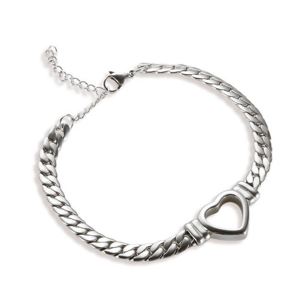 Fashion Heart Shape Stainless Steel Titanium Steel Plating Women's Bracelets Necklace 1 Piece