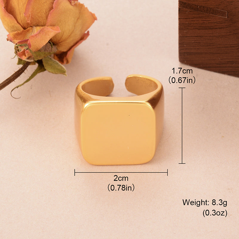 Casual Simple Style Square Copper Plating 18k Gold Plated Open Rings