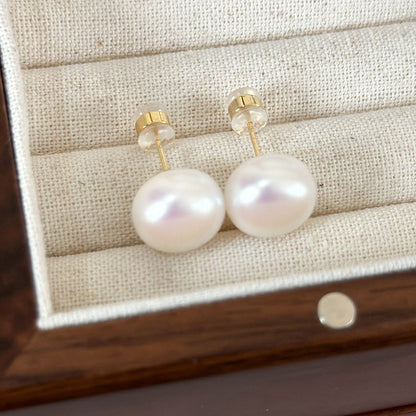 1 Pair Elegant Glam Round Inlay Pearl Pearl Ear Studs