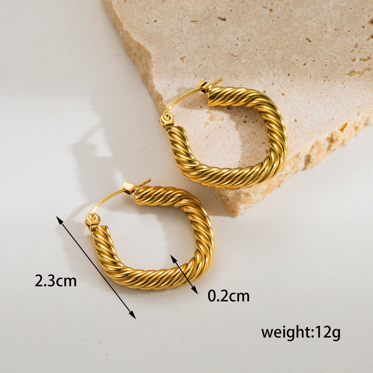 Elegant Vintage Style U Shape Geometric Stainless Steel Plating 18k Gold Plated Hoop Earrings