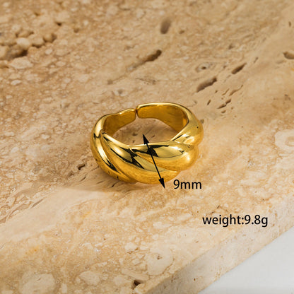 Wholesale Retro Simple Style Geometric Copper Plating 18k Gold Plated Open Rings