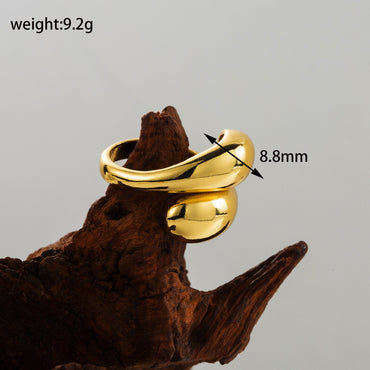 Ig Style Simple Style Water Droplets Copper Plating Inlay Artificial Diamond 18k Gold Plated Open Rings