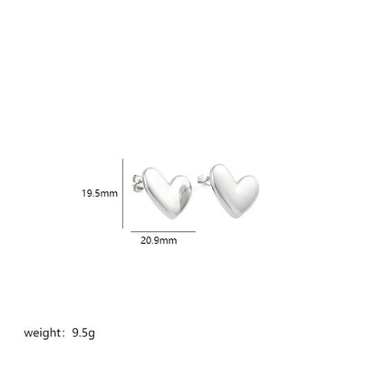 Casual Sweet Water Droplets Heart Shape Stainless Steel Polishing Plating 18k Gold Plated Ear Studs