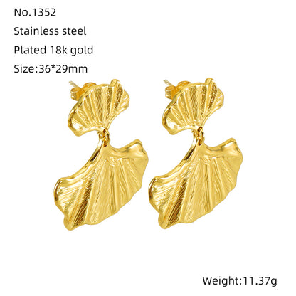 1 Piece Simple Style Ginkgo Leaf Plating Stainless Steel 18k Gold Plated Drop Earrings