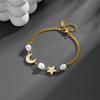 Casual Simple Style Star Moon Stainless Steel Pearl Inlay Shell Bracelets Earrings Necklace