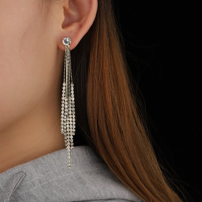 1 Pair Ig Style Simple Style Tassel Plating Inlay Copper Zircon Drop Earrings