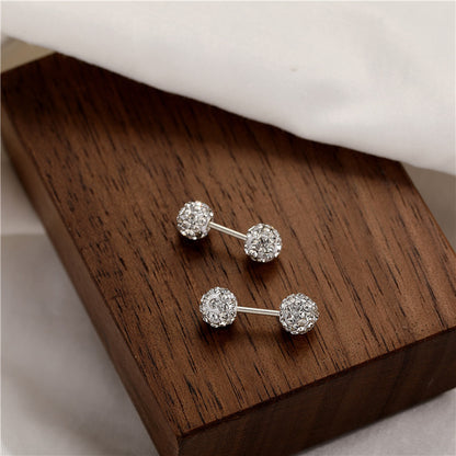 1 Pair Simple Style Geometric Plating Inlay Sterling Silver Rhinestones Ear Studs