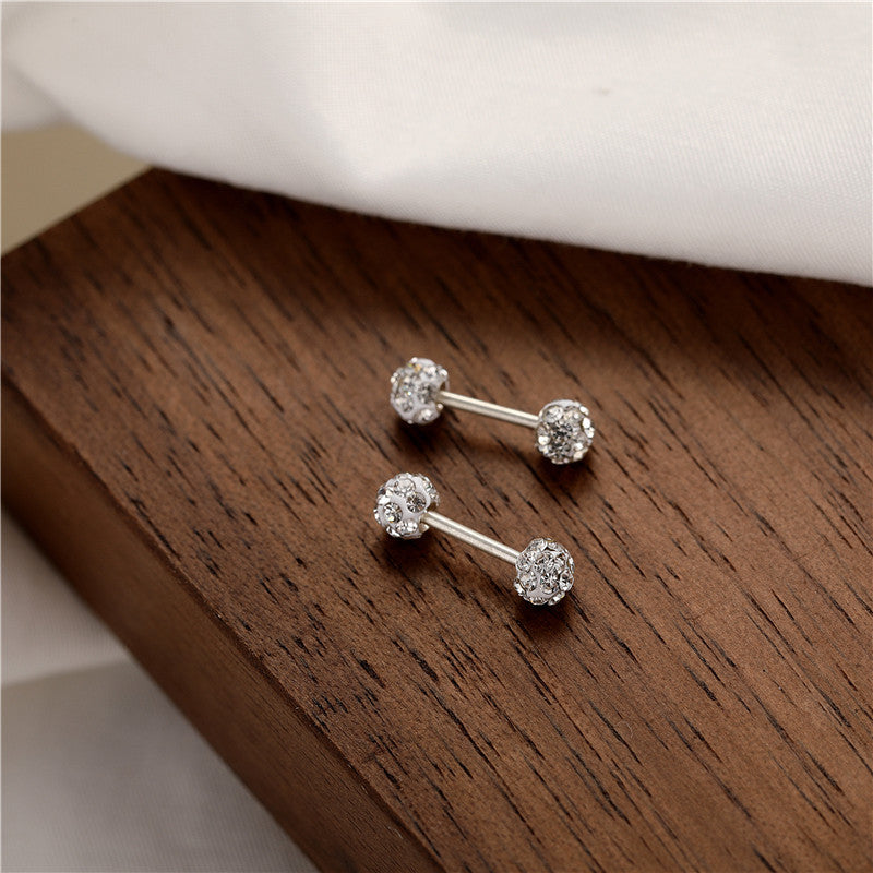 1 Pair Simple Style Geometric Plating Inlay Sterling Silver Rhinestones Ear Studs