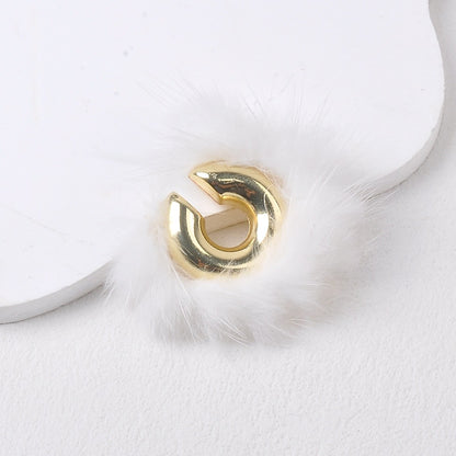 1 Pair Lady Solid Color Plating Ccb Mink Hair Earrings