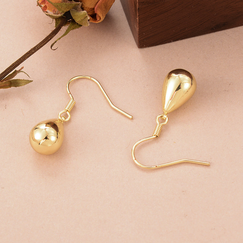 1 Pair Ig Style French Style Water Droplets Plating Copper 14k Gold Plated Drop Earrings