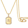 Hip-hop Vintage Style Letter Stainless Steel Copper Plating Inlay Zircon 14k Gold Plated Pendant Necklace