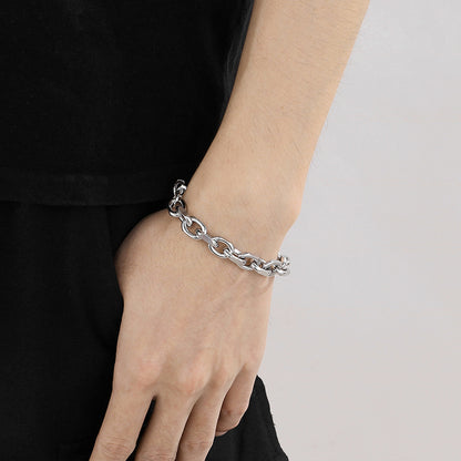 Simple Style Solid Color Titanium Steel Chain Bracelets