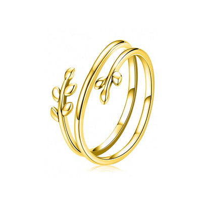 Glam Leaves Sterling Silver Plating Gold Plated Open Rings