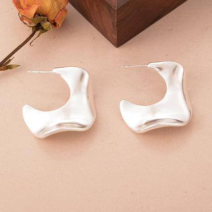 1 Pair Ig Style Irregular Plating Copper Silver Plated Ear Studs