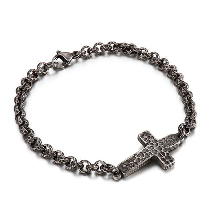 Hip-hop Retro Cross Titanium Steel Bracelets Necklace