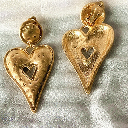 1 Pair Simple Style Classic Style Heart Shape Plating Metal Gold Plated Drop Earrings