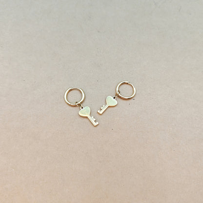 Casual Simple Style Classic Style Key Stamping Plating Stainless Steel 18k Gold Plated Drop Earrings