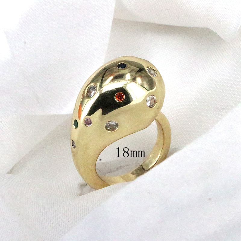 Vintage Style Simple Style Geometric Copper Plating Inlay Zircon Gold Plated Open Rings