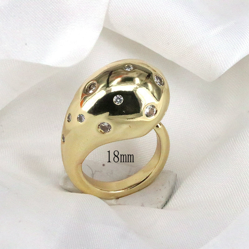 Vintage Style Simple Style Geometric Copper Plating Inlay Zircon Gold Plated Open Rings