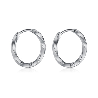 1 Pair Casual Modern Style Spiral Stripe Irregular Metal Stainless Steel Hoop Earrings