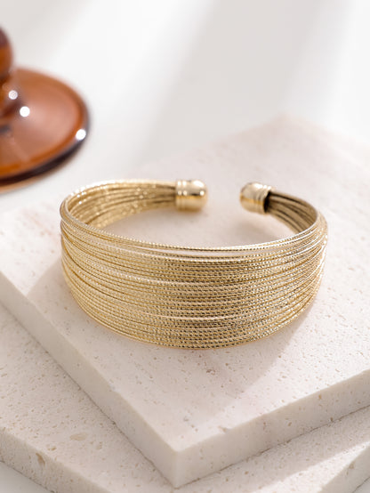 Elegant Exaggerated Luxurious Solid Color Copper Plating Gold Plated Bangle