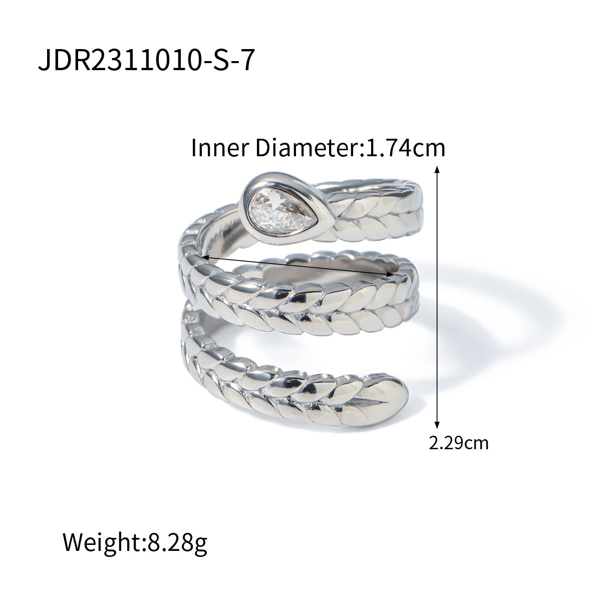 Ig Style Snake Stainless Steel Plating Inlay Titanium Steel Zircon 18k Gold Plated Open Rings