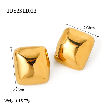 1 Pair Ig Style Square Plating Stainless Steel 18k Gold Plated Ear Studs