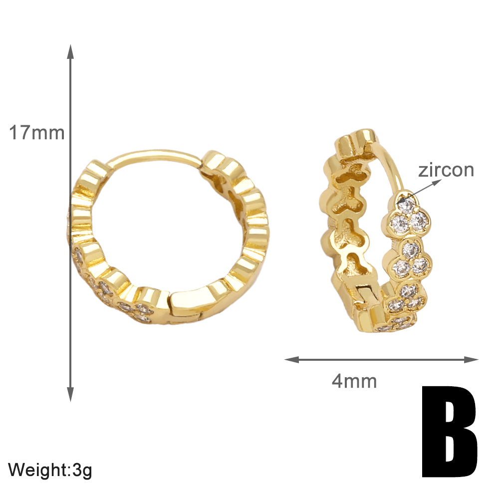 1 Pair Simple Style Solid Color Plating Inlay Copper Zircon 18k Gold Plated Hoop Earrings