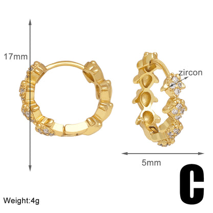 1 Pair Simple Style Solid Color Plating Inlay Copper Zircon 18k Gold Plated Hoop Earrings