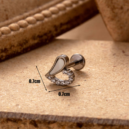 1 Piece Simple Style Korean Style Star Heart Shape Plating Inlay Titanium Alloy Zircon 18k Gold Plated Lip Stud Ear Studs