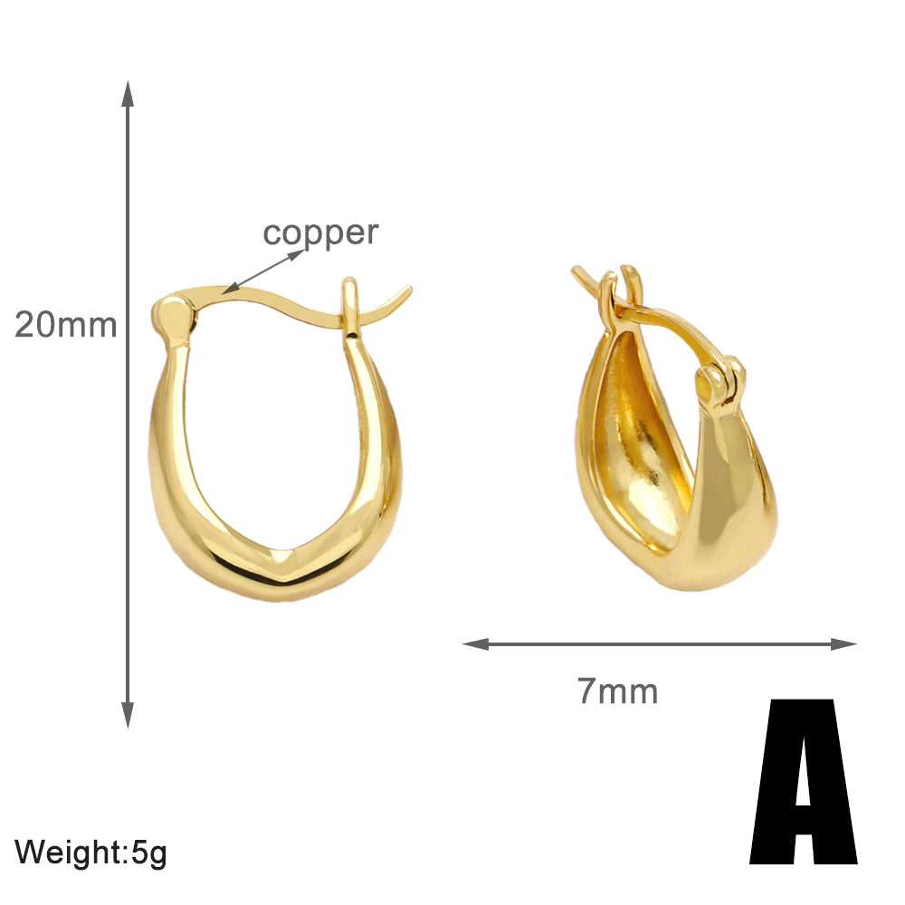 1 Piece Simple Style Solid Color Plating Copper 18k Gold Plated Earrings