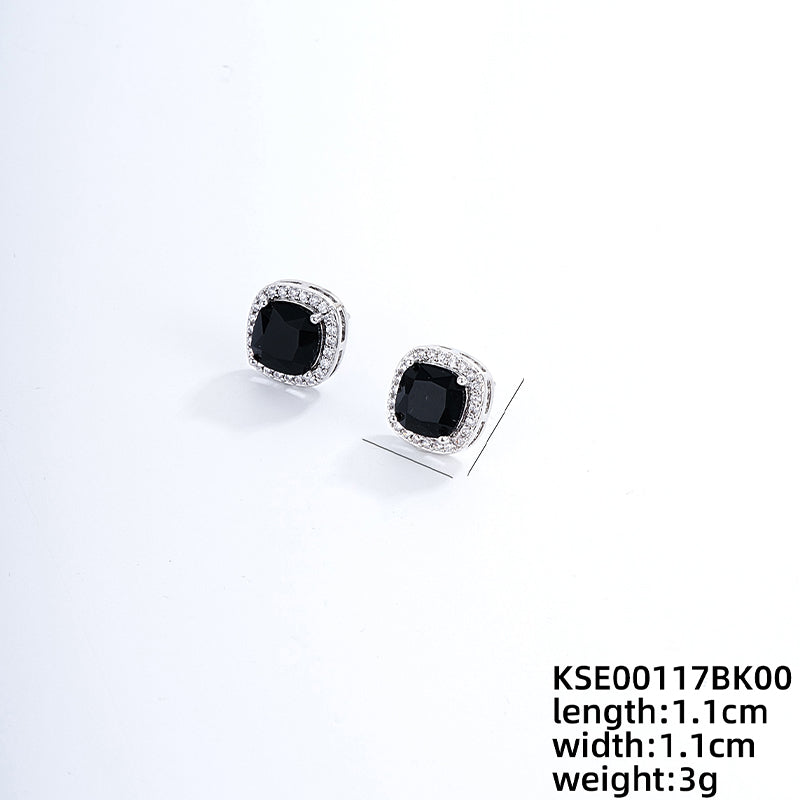 1 Pair Ig Style Simple Style Square Plating Inlay Copper Zircon Ear Studs