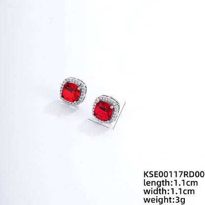 1 Pair Ig Style Simple Style Square Plating Inlay Copper Zircon Ear Studs