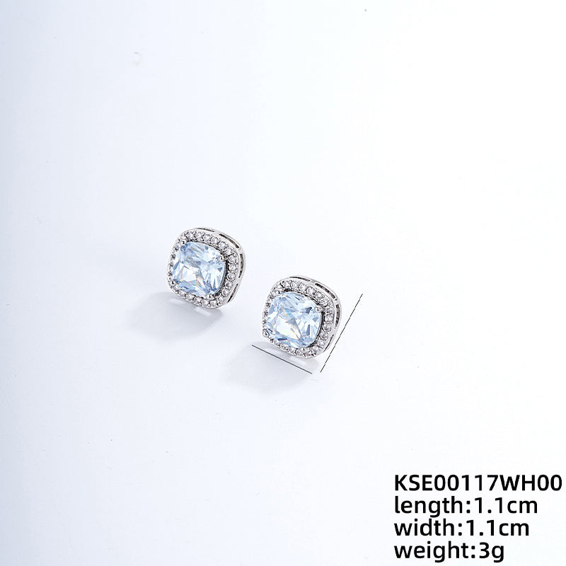 1 Pair Ig Style Simple Style Square Plating Inlay Copper Zircon Ear Studs