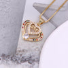 Elegant Romantic Shiny Love Heart Shape Rose Copper Plating Metal Inlay Zircon 18k Gold Plated Pendant Necklace