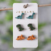 Wholesale Jewelry Retro Dinosaur Wood Printing Ear Studs