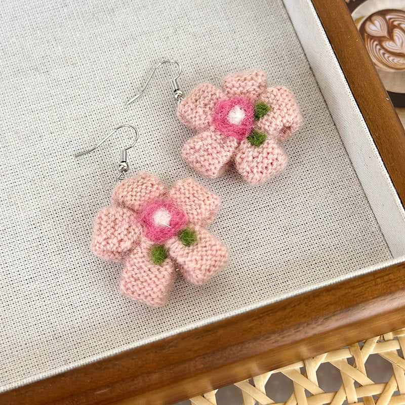 1 Pair Elegant Princess Cute Flower Yarn Drop Earrings