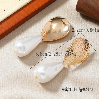 1 Pair Luxurious Wedding Bridal Water Droplets Plating Inlay Alloy Artificial Pearls Gold Plated Drop Earrings