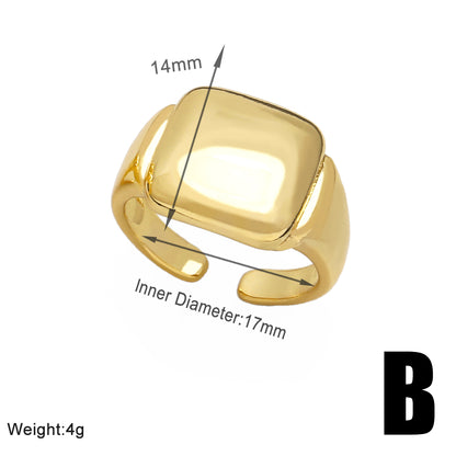 Simple Style Solid Color Copper Plating 18k Gold Plated Open Rings