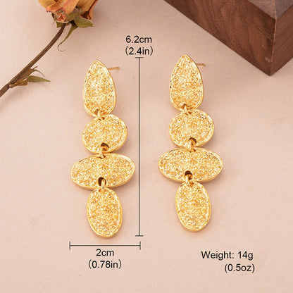 1 Pair Elegant Vintage Style Irregular Oval Pleated Copper 18k Gold Plated Drop Earrings